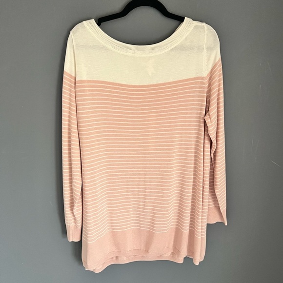 New Nordstrom Caslon Sweater Pink Smoke Striped Women's Size XL Vicose Pullover - Picture 1 of 4